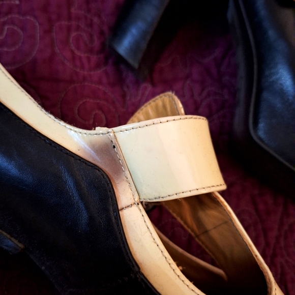 Fluevog Arbus T-strap retro black and cream heels - Picture 6 of 6